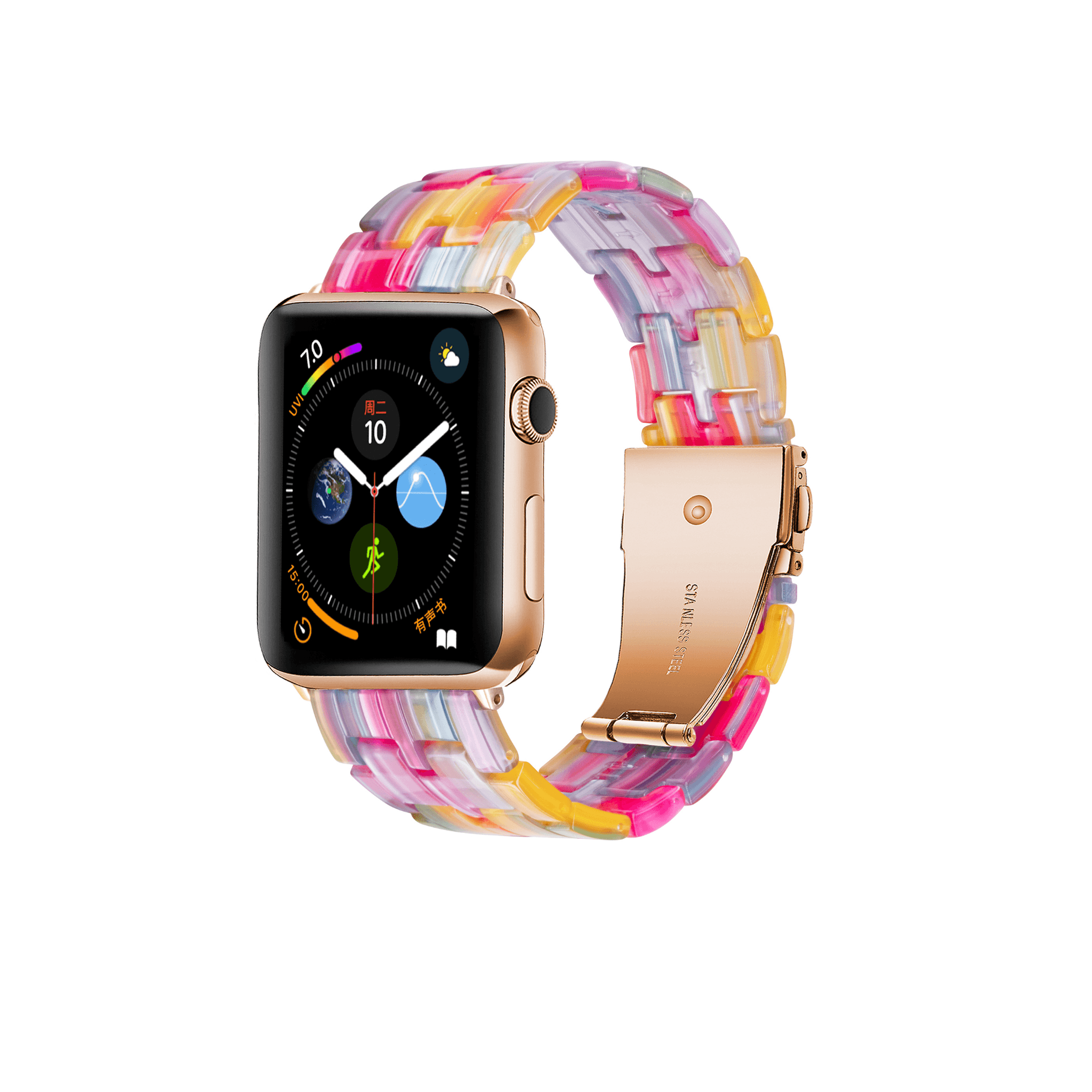 Resinarmband Rainbow für Apple Watch – farbenfrohes, transparentes Design für einen trendigen und modernen Style.